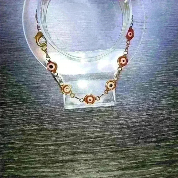 Women's Gold Red And Blue Tiger Eye Ankle Bracelet. New - Picture 7 of 13